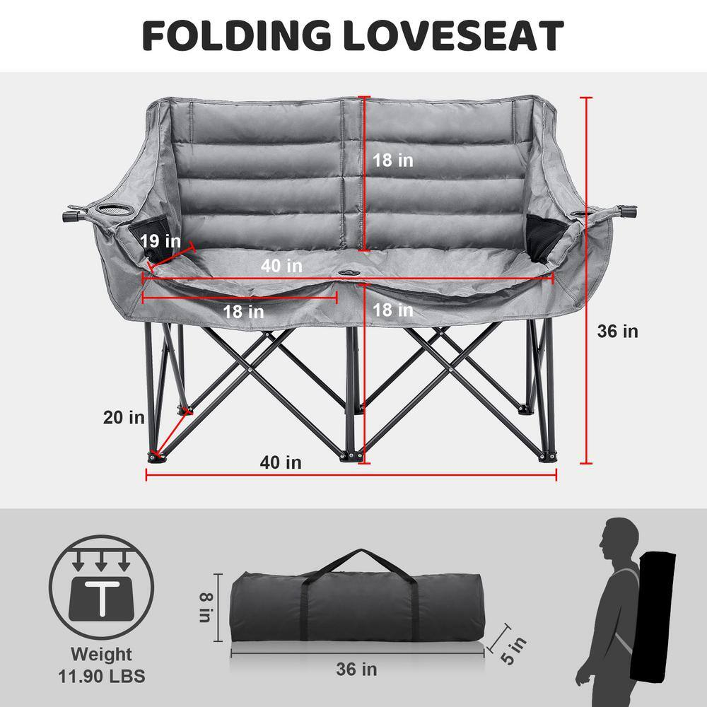 XXXL Oversized 2 Person Fully Padded Camping Chair Heavy Duty Portable Folding Lawn Chair Patio Chair 990 lbs. Capacity