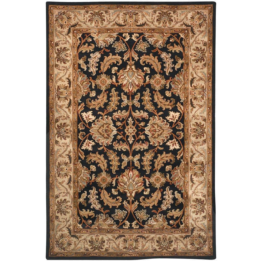 Hand-Tufted Black and Beige Wool 9' x 12' Area Rug