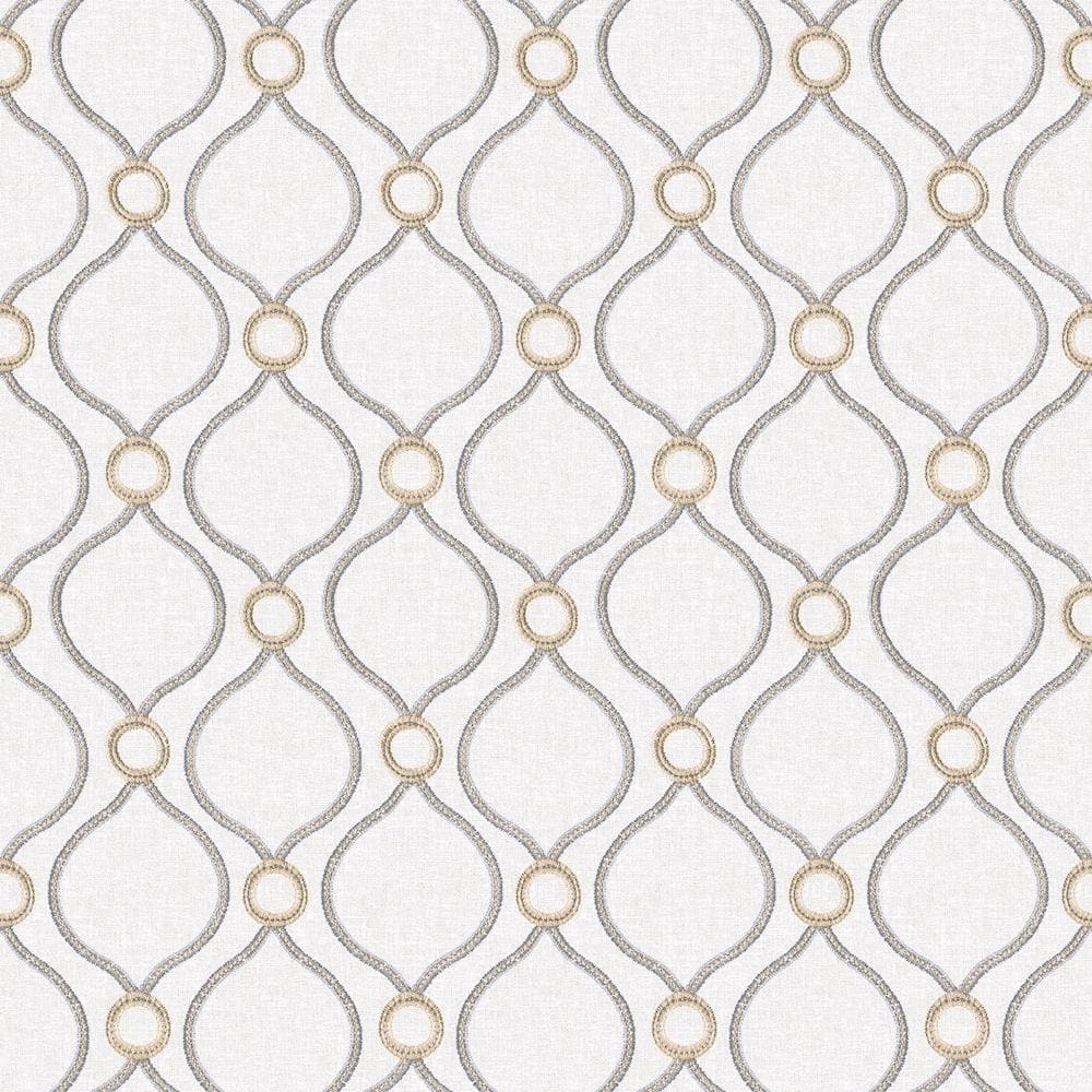 Surface Style - Peel and Stick Wallpaper, Geometric Wallpaper for Bedroom, Powder Room, Kitchen, Self Adhesive, Vinyl, 30.75 Sq Ft Coverage (Curveball Collection, Platinum)