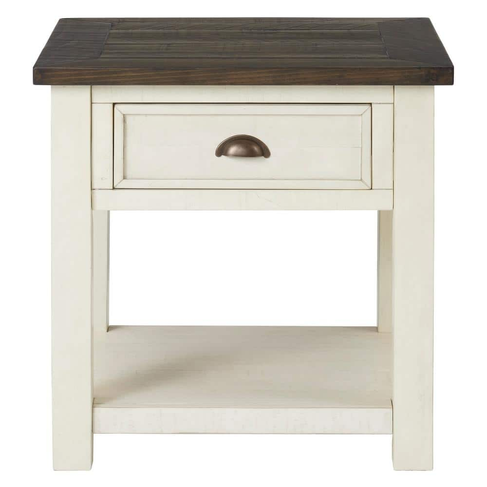 Martin Svensson Home Monterey End Table, Cream White and Brown