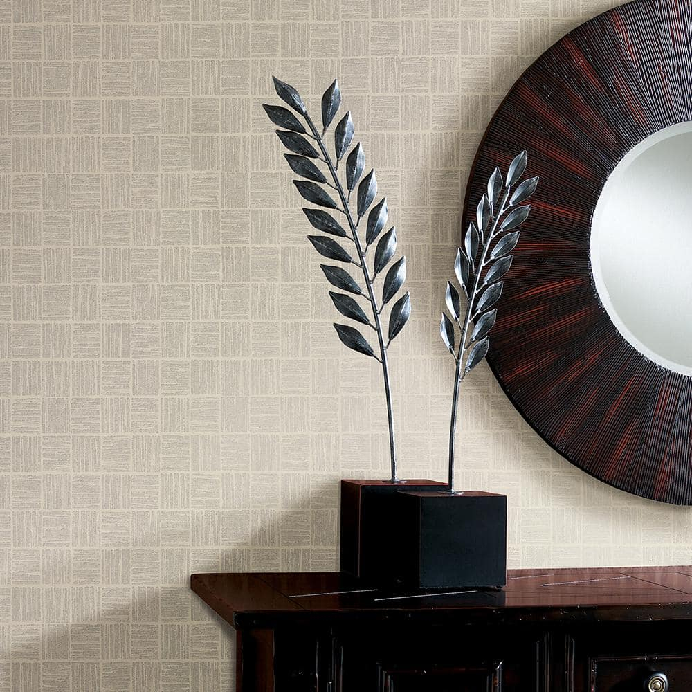 Brewster Glint Cream Distressed Geometric Wallpaper