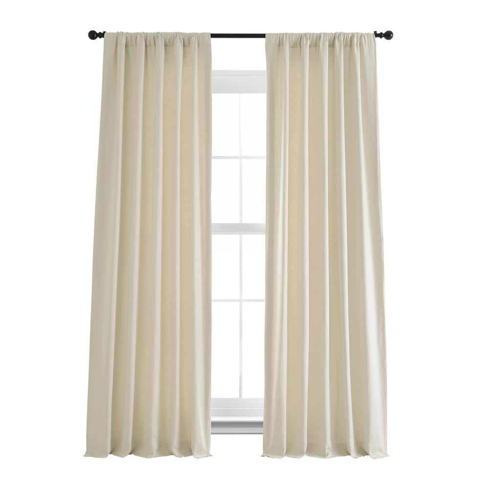 Exclusive Fabrics  French Linen Room Darkening Curtains Panel - Elegant luxurious Drapes (1 Panel) Ancient Ivory 50 X 120 120 Inches