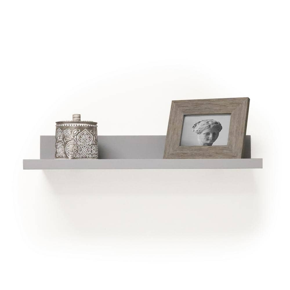 InPlace Shelving Bedroom Deep Picture Ledge Floating Shelf Wood Wall-Mounted Display, Grey