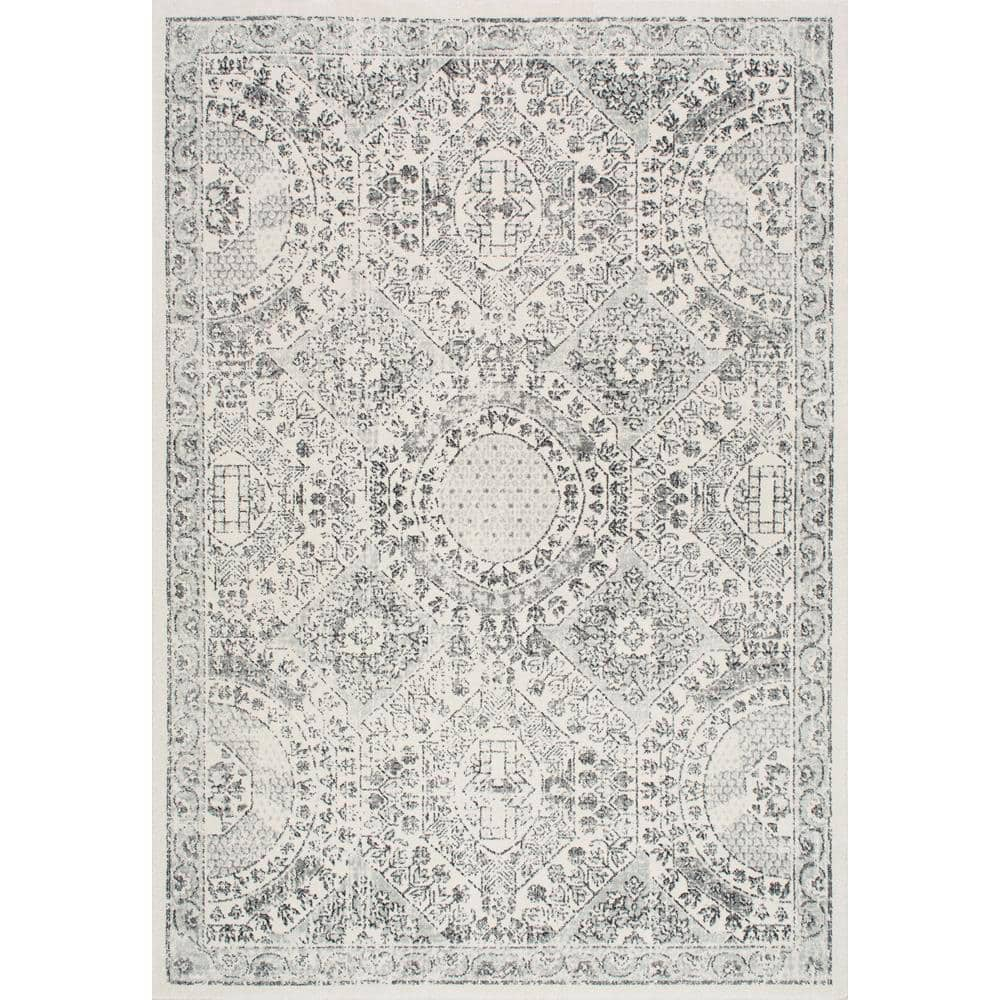 Reversible Gray Synthetic 8' x 10' Easy Care Area Rug