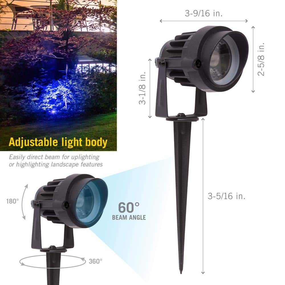 Low Voltage 10-Watt Black Integrated LED RGB Custom Color Landscape Light