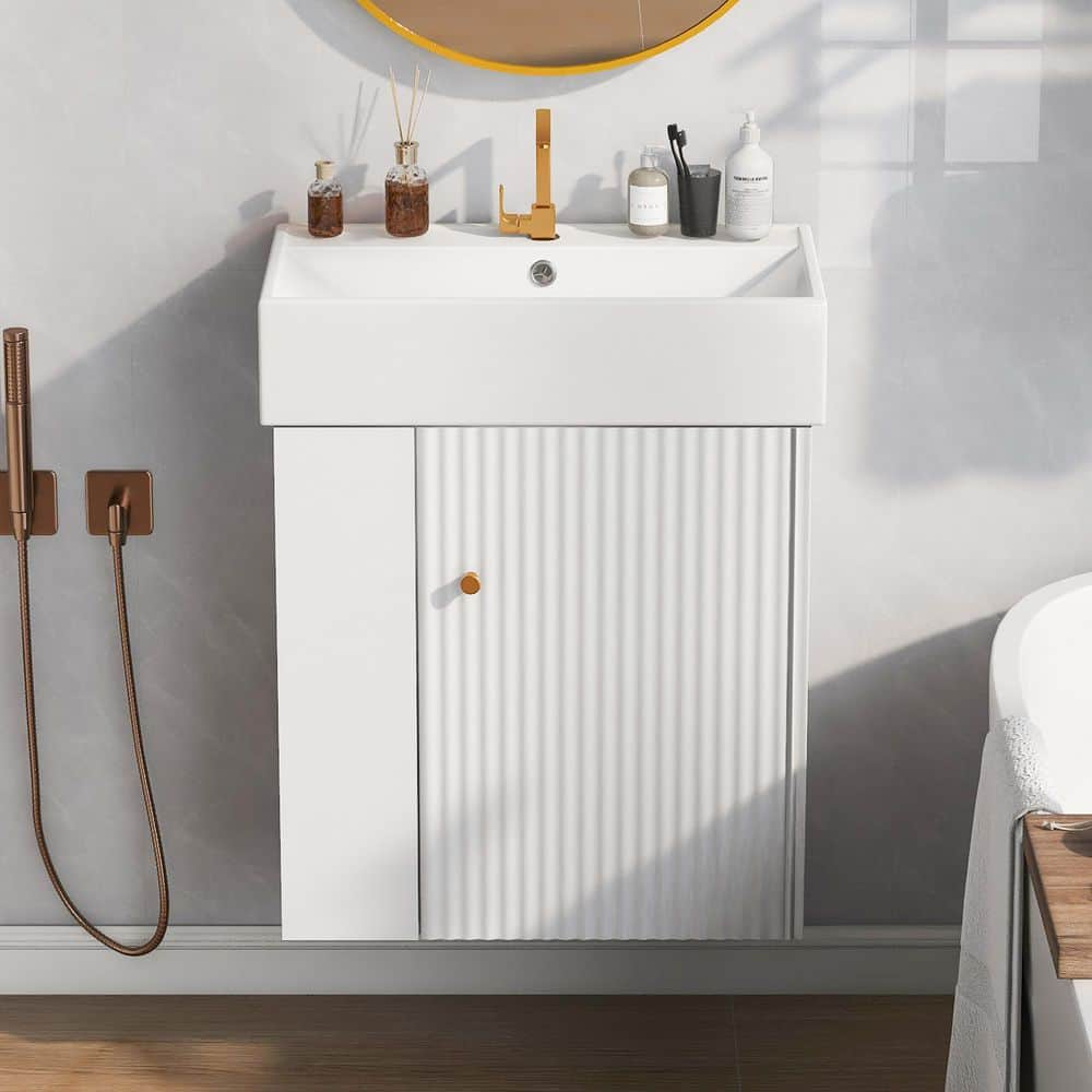 White Ceramic Rectangular Bathroom Sink with Anti-Spill Hole