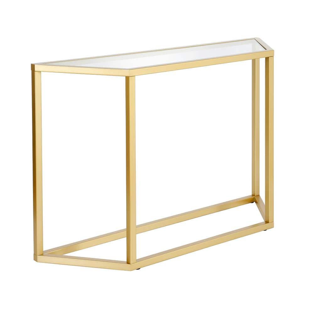 Evelyn&Zoe Levi 44" Wide Trapezoid Console Table, Brass