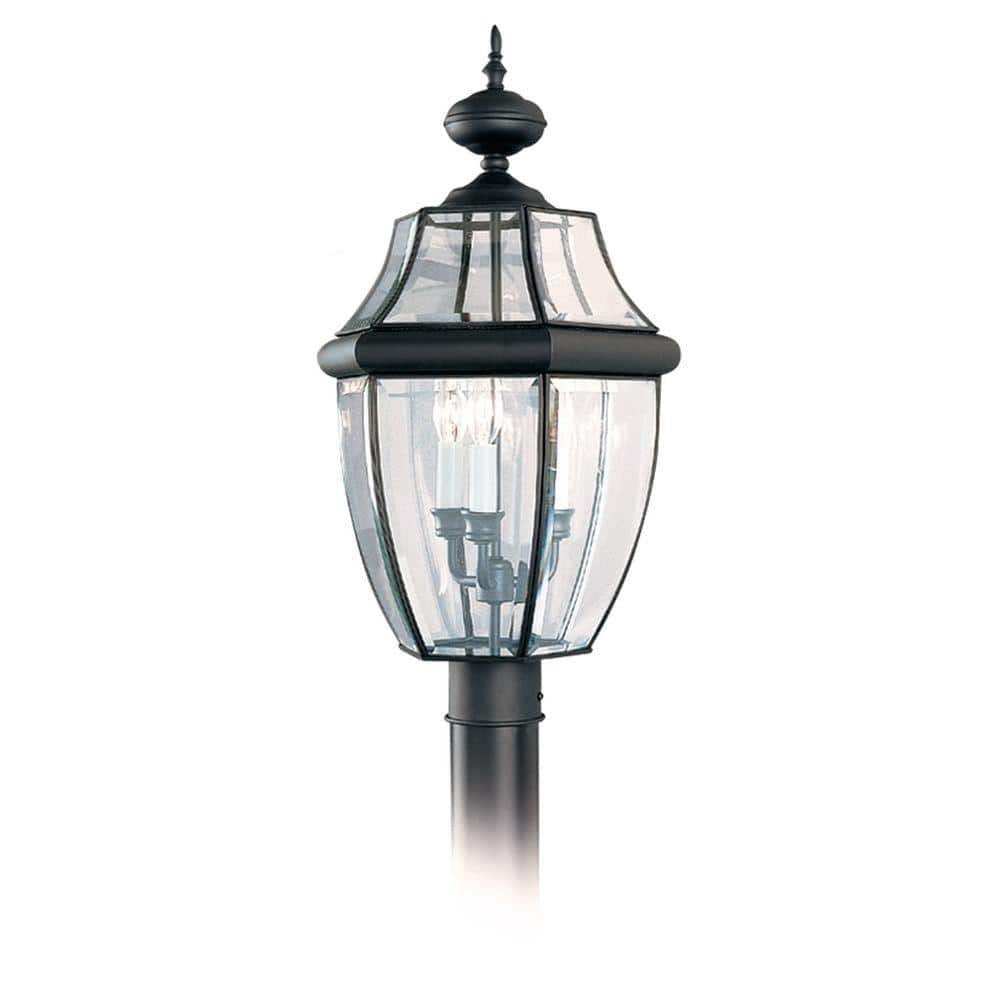 Sea Gull Lighting 8239-12 Lancaster Outdoor Post Lantern Outside Fixture, 24'' Height, Black