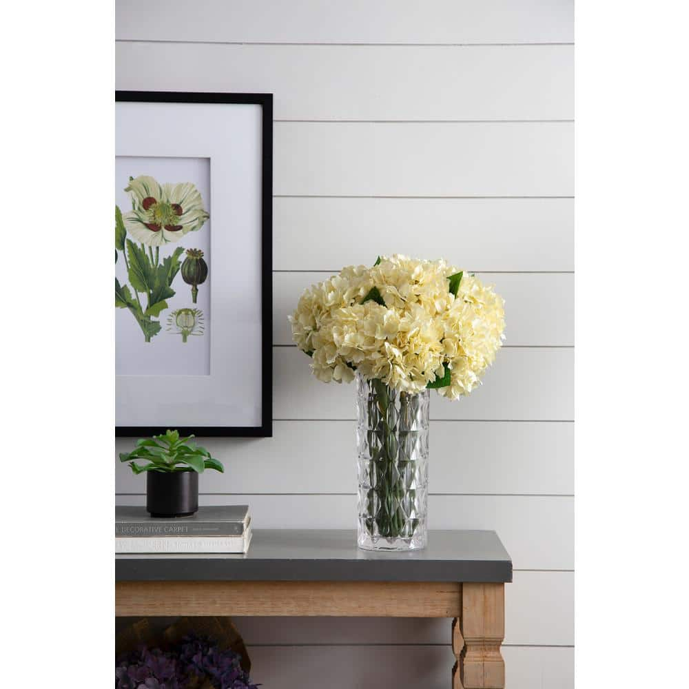 34" Almost-Real Hydrangea with Leaves - Set of 12 - Cream (Set of 12)
