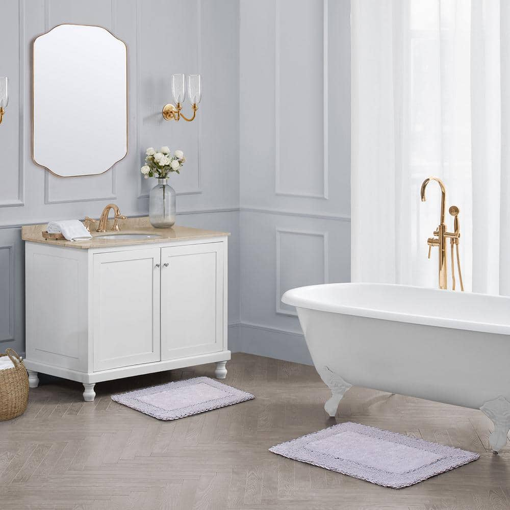 Lavender Cotton Ruffle Border Bath Rug Set, 20" x 32"