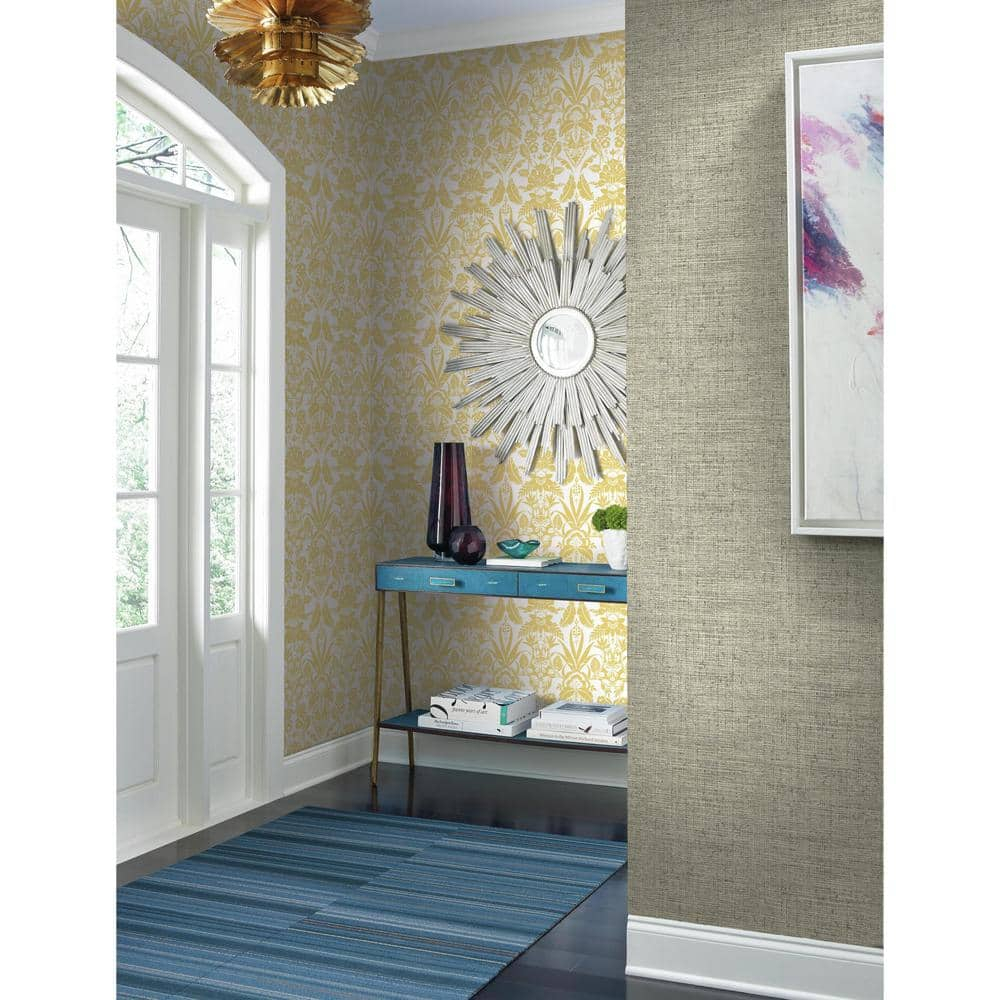 Greige Matte Grasscloth Pre-Pasted Paper Wallpaper Roll