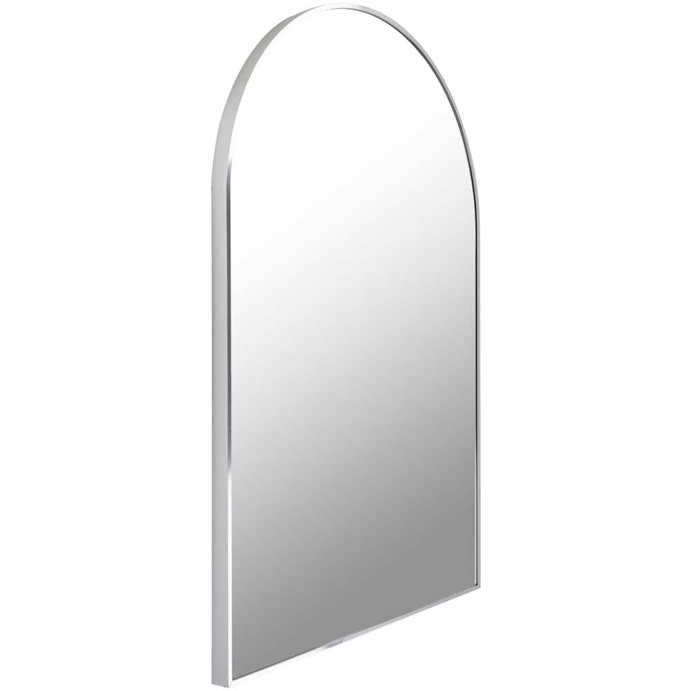 Elegant Rectangular Wood Framed Mirror in Brushed Silver and Gold