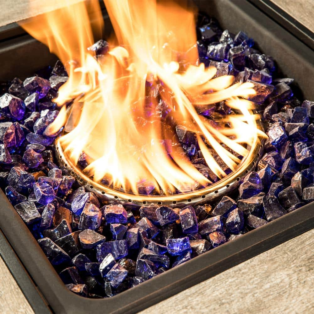 Teamson Home 1/2 Inch Reflective Fire Glass for Fire Pits 9 lb / 4 kg Bag, Blue