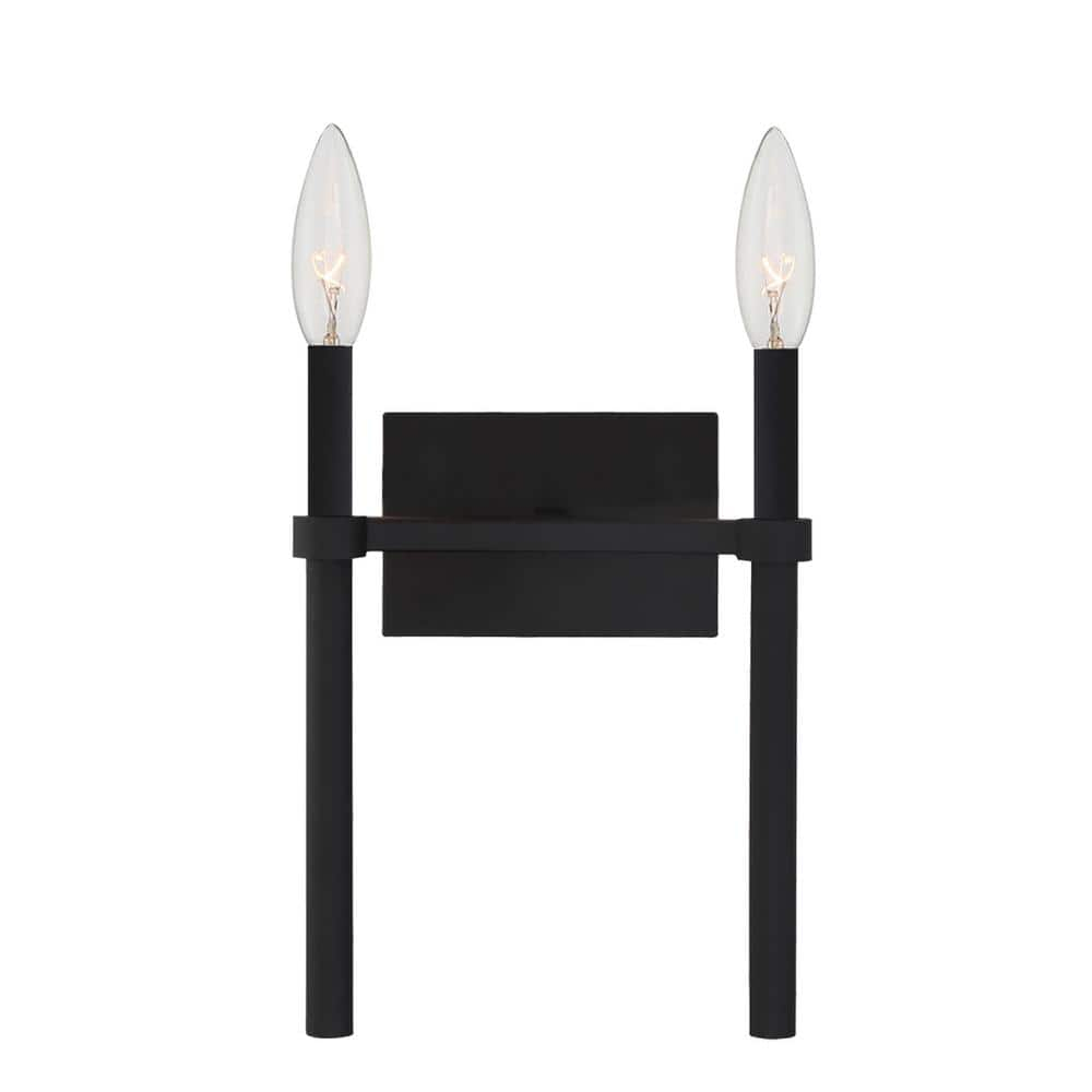 2 Light Black  Wall Mount - 13.75W x 18.37H x 7.125D