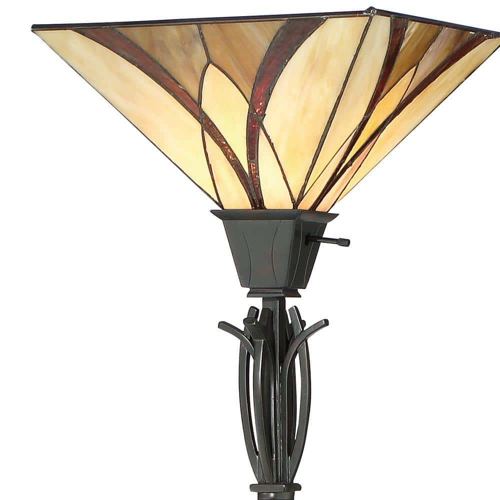 Asheville Tiffany Style Floor Lamp in Valiant Bronze Color