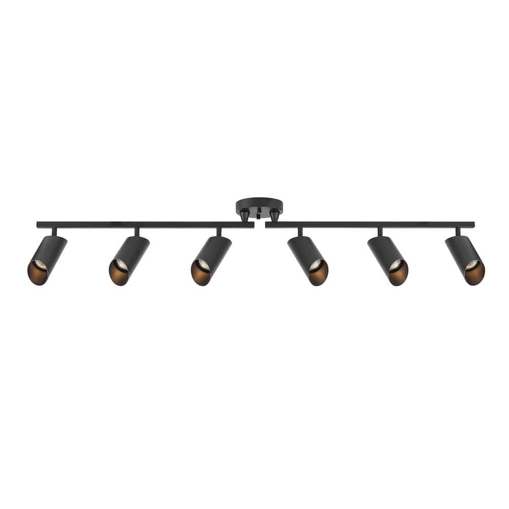 Modern 3.8 ft. Matte Black Foldable Hard Wired Indoor Track Lighting Kit with Adjustable Step Heads