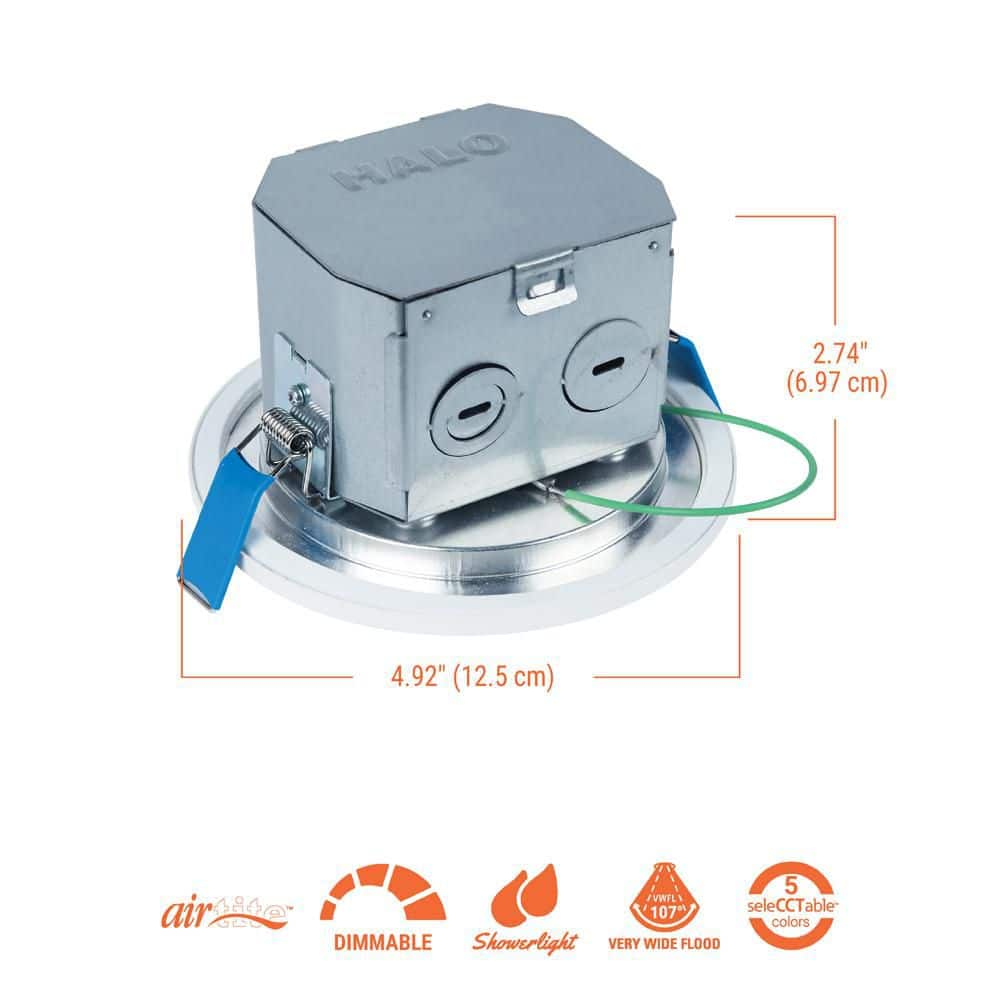 HALO CJB 4 inch 5CCT Canless Recessed Integrated LED Downlight with Attached JBOX 12 Pack
