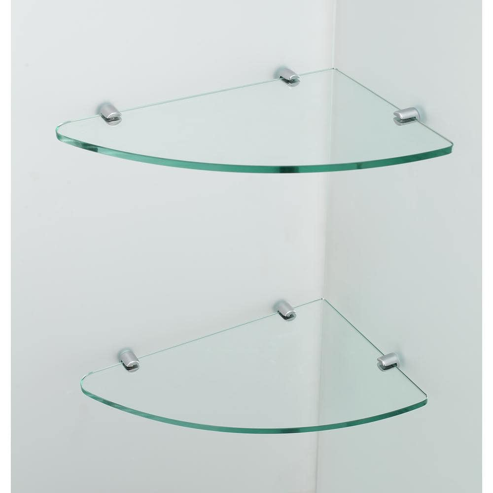 Bromley GS 57.25 to 58.25 x 32.375 x 72 in Frameless Corner Hinged Shower Enclosure w/ Glass Shelves in Chrome