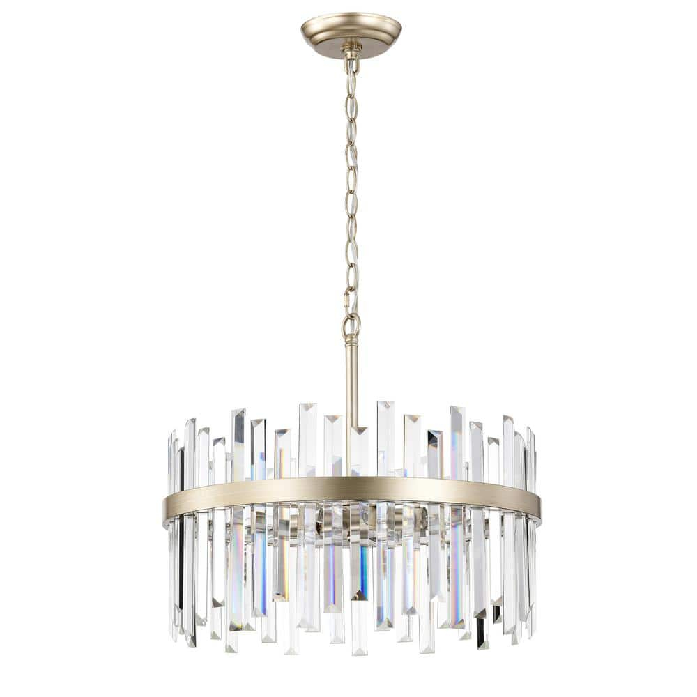 The Lighting Store Casandra Brushed Champagne Silver 5-light Drum Crystal Chandelier
