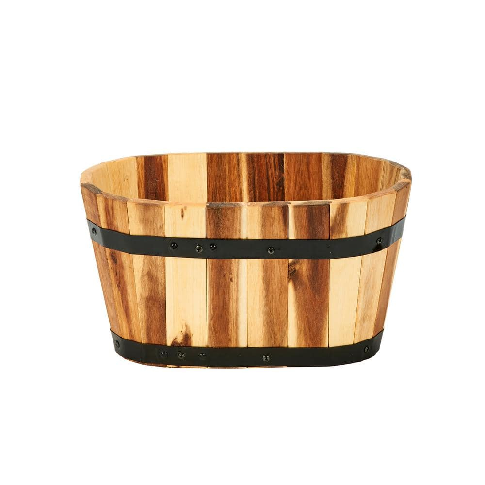 Worth Imports Inc 8" Nested Oval Wood Barrel Planter - 8