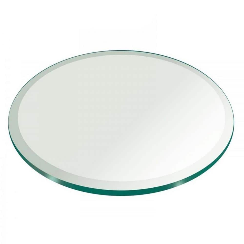 Pro Safe Glass 24" Round Tempered Glass Table Top 1/2" Thick Bevel Edge - Clear