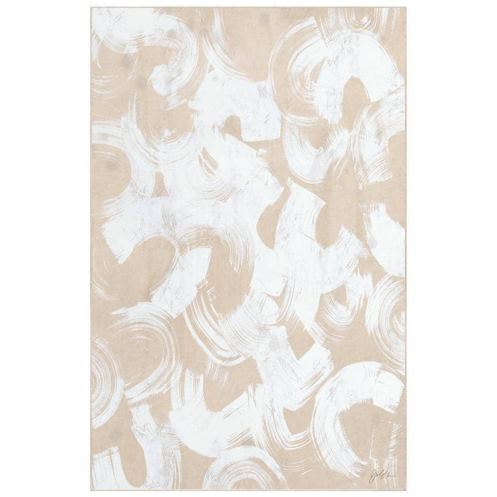 Swish Stone I Washable Abstract Art Area Rug size 5'x8'