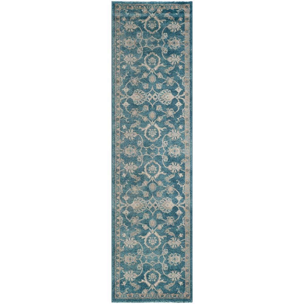 Sofia SOF386 Power Loomed Indoor Runner Rug - Blue/Beige - 2'2"x8' - Safavieh.