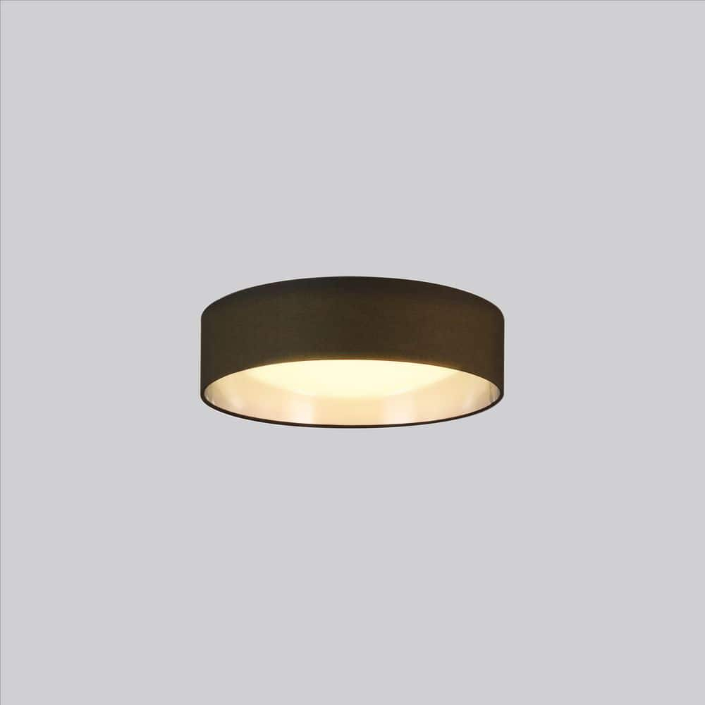 Orme - 16" LED Flush Mount Ceiling Lighting - Black Exterior/Gold Interior Fabric Shade with Acrylic Diffuser