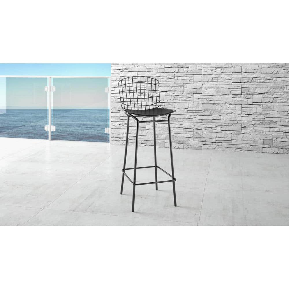 Madeline 41.73" Barstool with Seat Cushion in Black