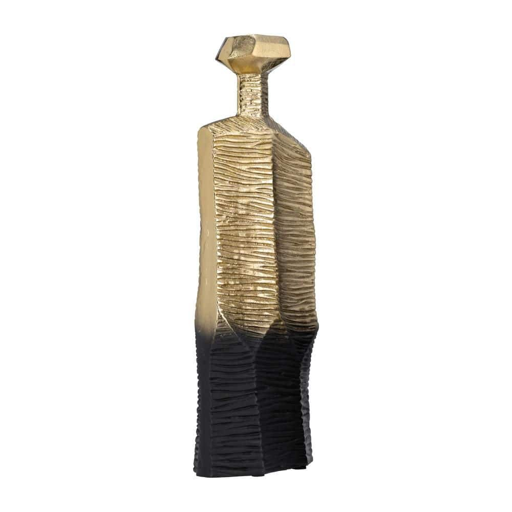 7"Lx4"Wx20"H, Metal Rigged Vase, Gold/Black Finish, Decorative Vase for Centerpieces and Home Decor, Perfect for Bedrooms, Dining Rooms, or Living Rooms