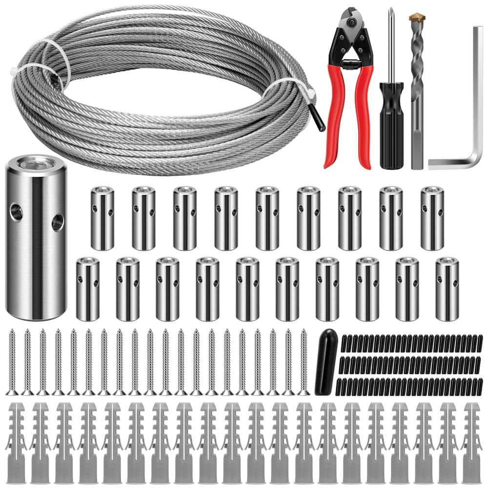VIVOSUN Wire Trellis Kit with 20 Set Holders and 98.4ft Wire Rope, 316 Stainless Steel Espalier Cable Trellis Kit for Climbing Plants, Vines and Green Wall