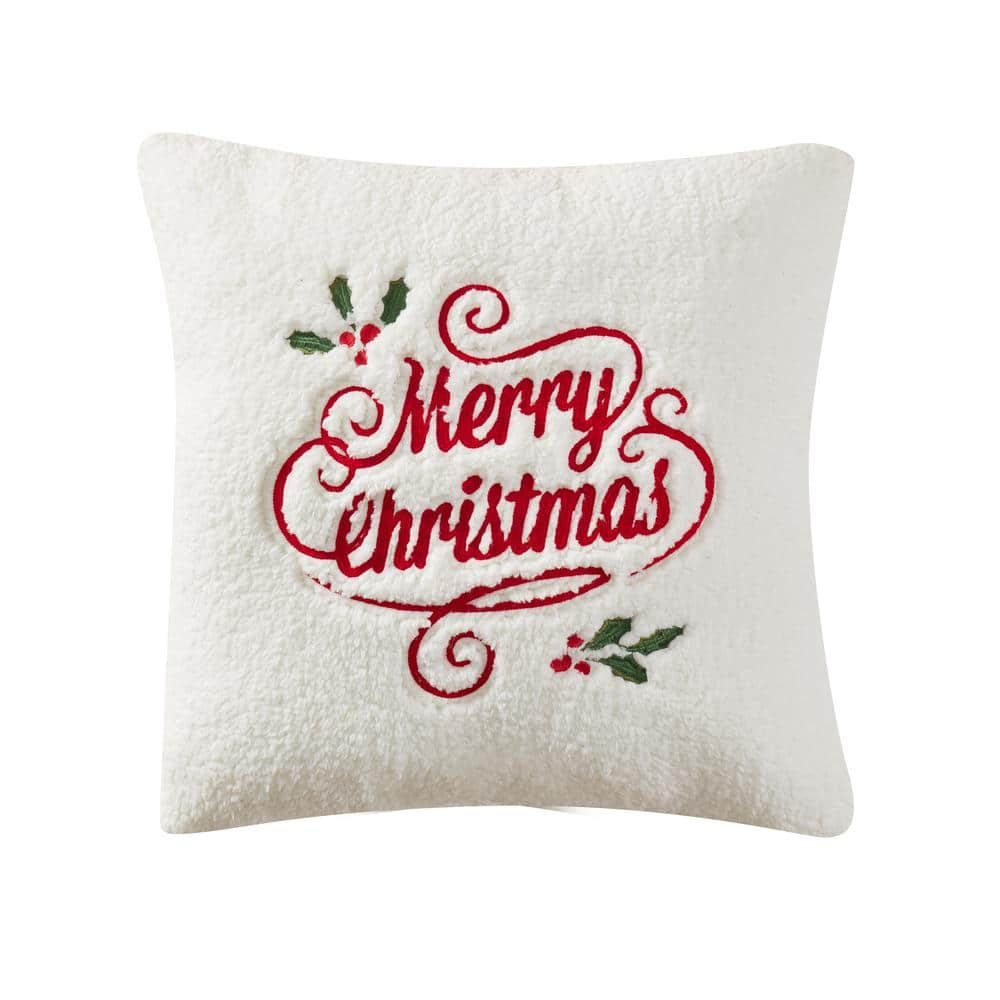 Five Queens Court Merry Christmas Holly Pillow 20" Square Decorative Throw Pillow