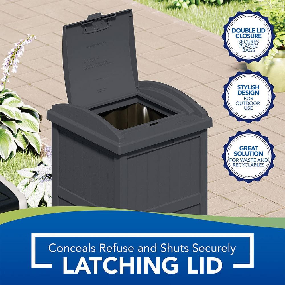 33 Gallon Gray Resin Outdoor Patio Trash Can