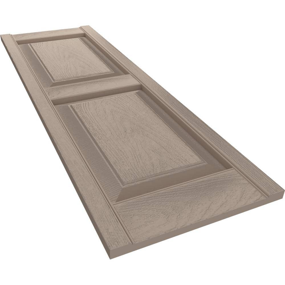 12 in. x 39 in. Raised Panel Vinyl Exterior Shutters Pair in Wicker