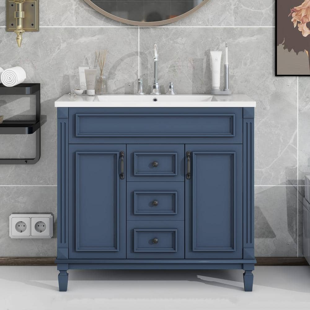 36" Bathroom Vanity with Single Sink Combo - Modern Bathroom Sink Cabinet with Storage, Undermount Sink Cabinet with Soft Closing Drawers