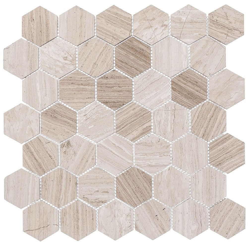 SAMPLE-Channing 2" x 2" Marble Honeycomb Mosaic Floor Use Tile