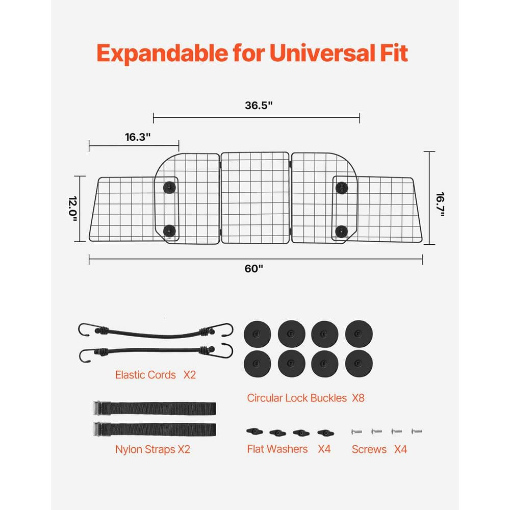 Dog Car Barrier, Adjustable Car Divider for Trunk Cargo Area, Universal-Fit Back Seat Wire Mesh barrier, Furniture Cover