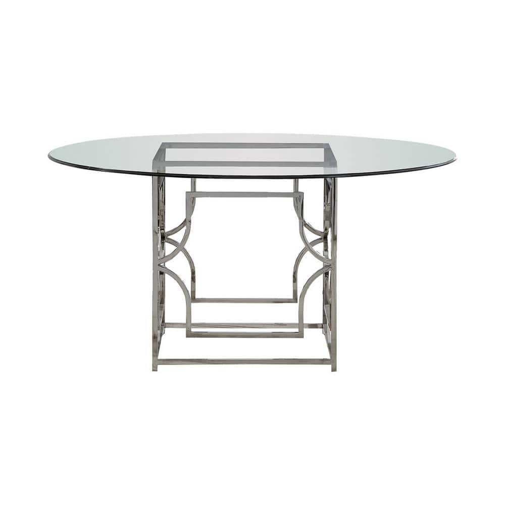 Best Master Alexis 54" Stainless Steel and Glass Round Dining Table in Silver