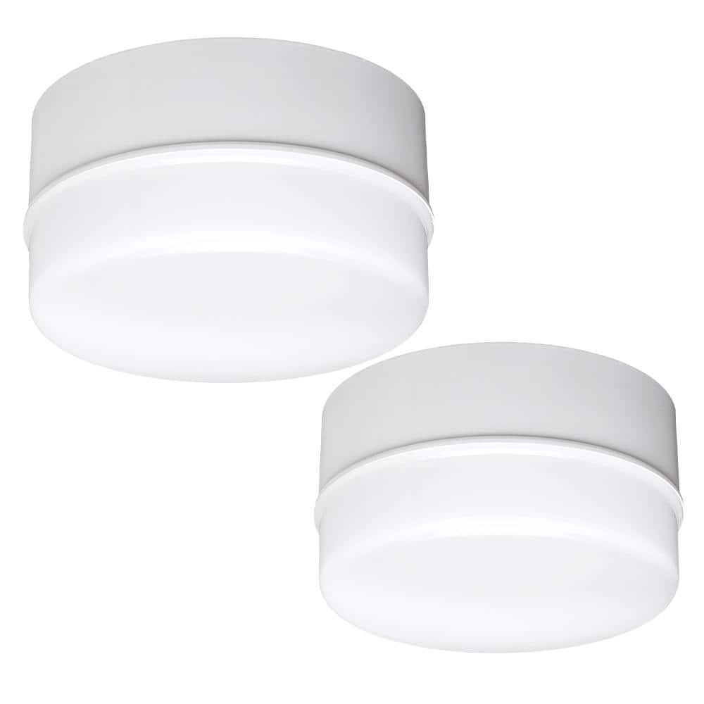 Commercial Electric 2 Pack 5" 50 Watt Equivalent White Integrated LED Flushmount