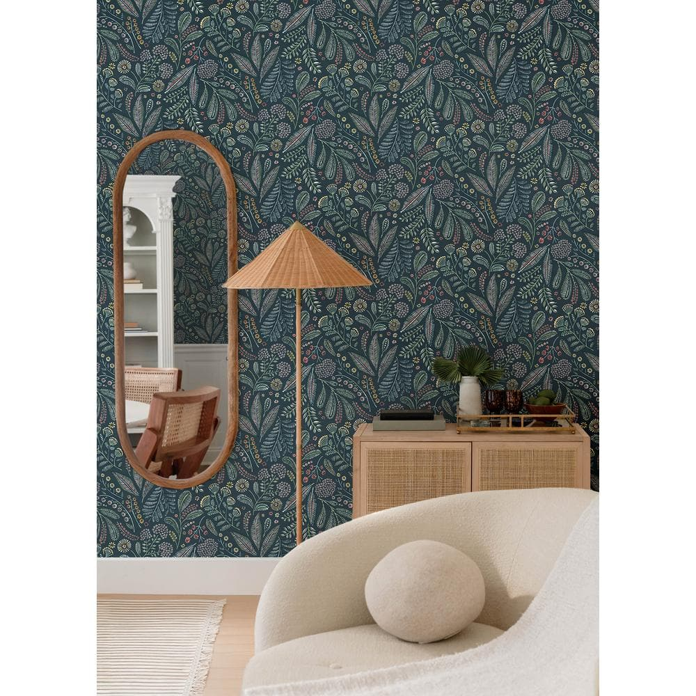 Briar Teal Floral Non-Woven Removable Wallpaper