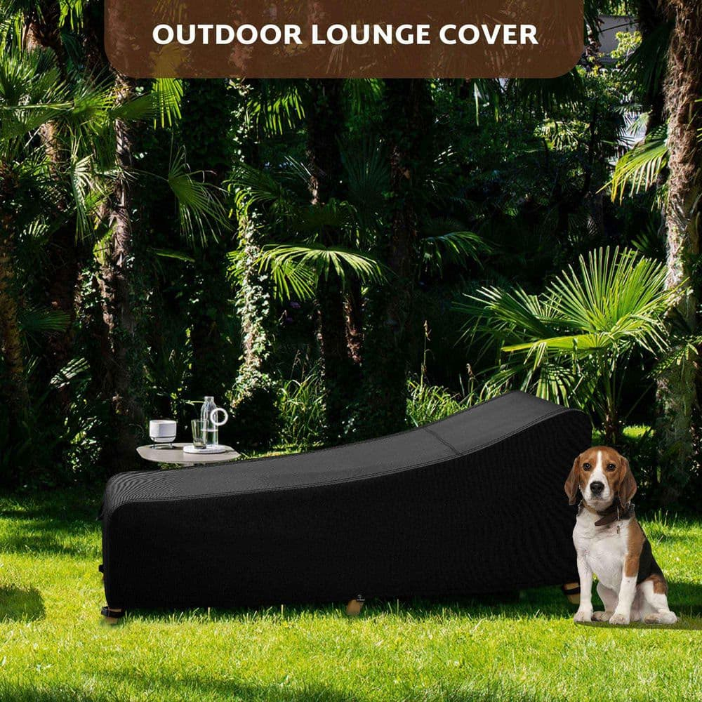 iBirdie Outdoor Lounge Chaise Chair Cover 60L x 26W x 34H inch Waterproof Patio Furniture Covers Lawn Pool Chair Cover 1 Pack Black