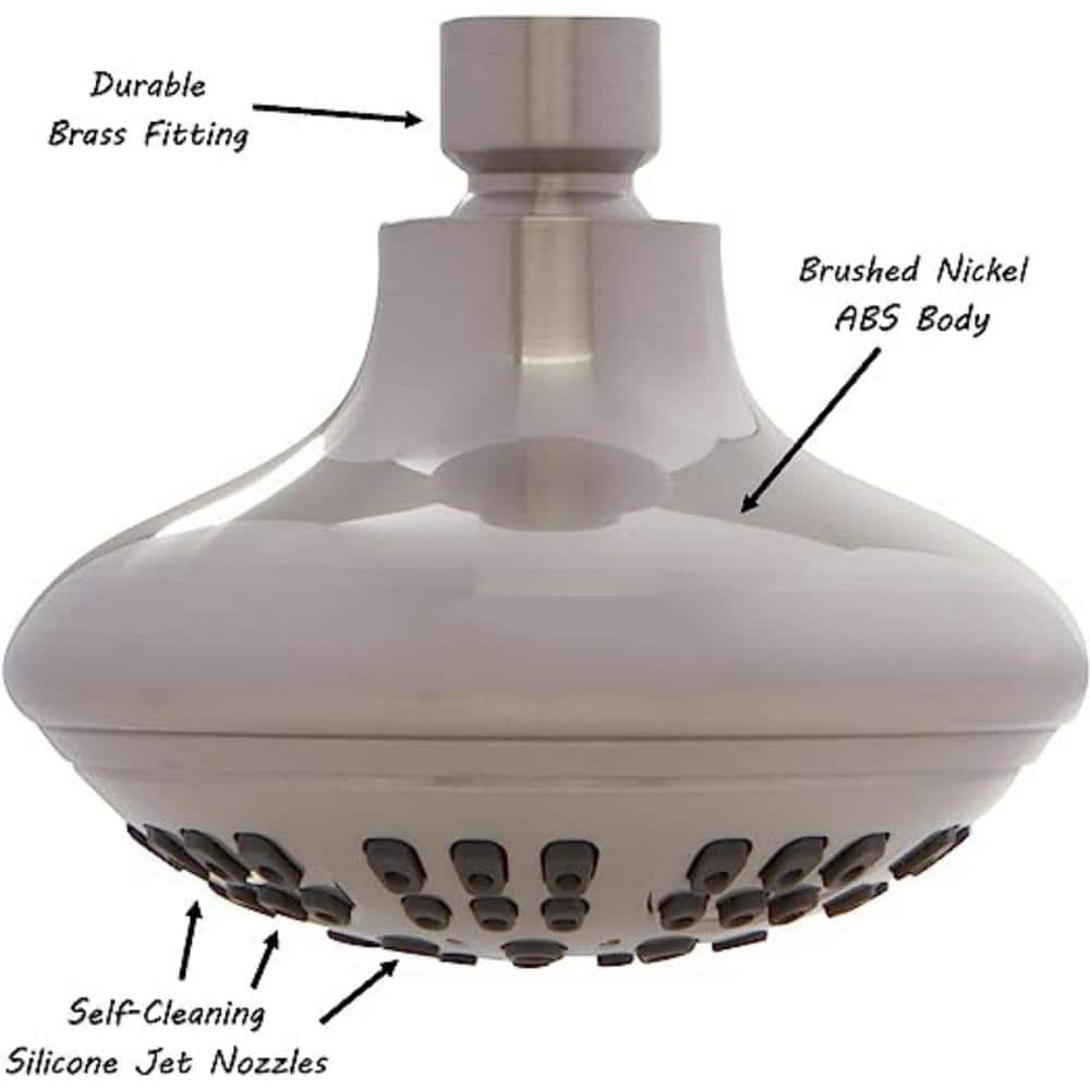 Aqua Elegante Brushed Nickel 1.8 GPM Luxury Shower Head, 6 Settings, BPA Free, Self-Cleaning Nozzles, Durable Brass Fittings
