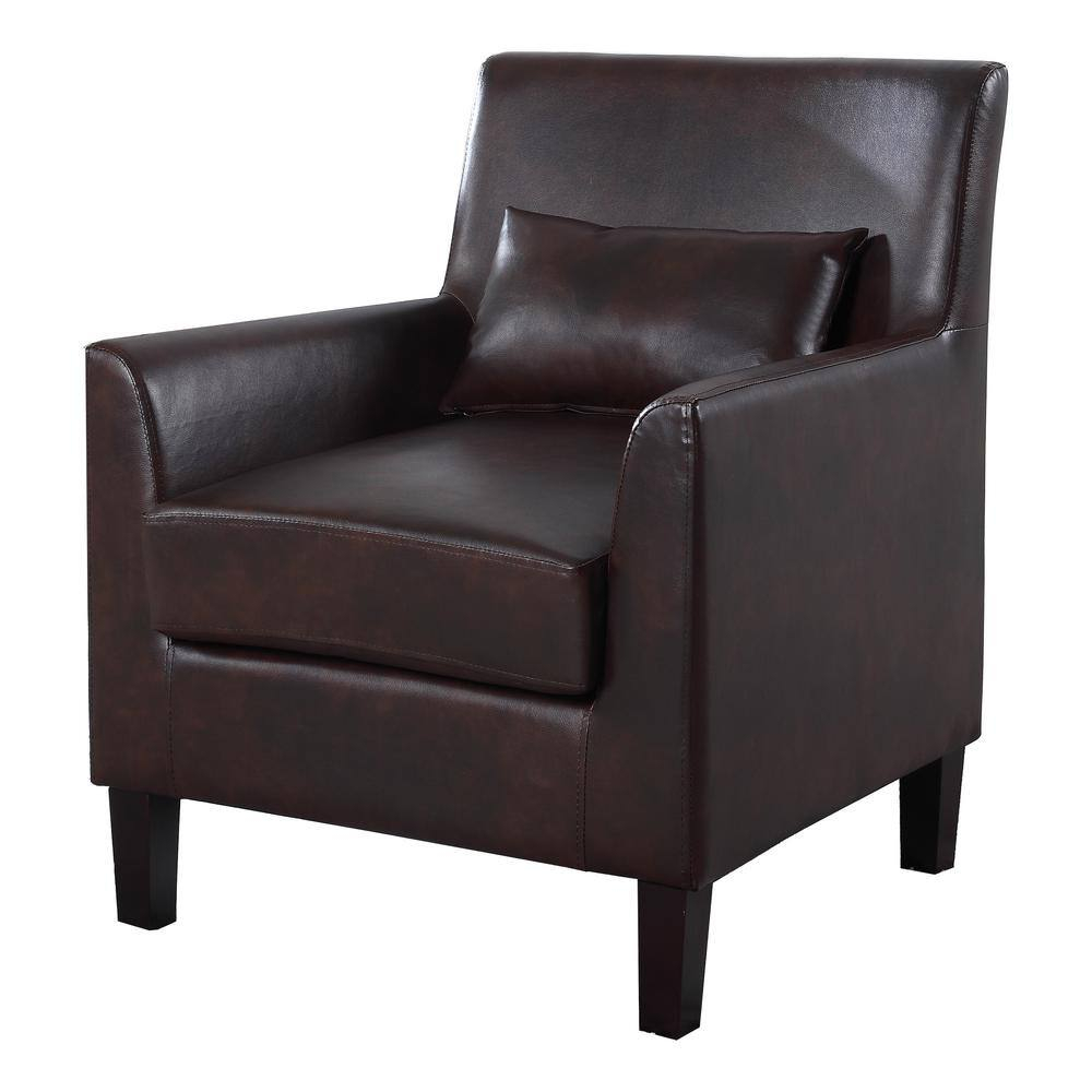 Best Master Cassidy Faux Leather Living Room Accent Arm Chair in Espresso