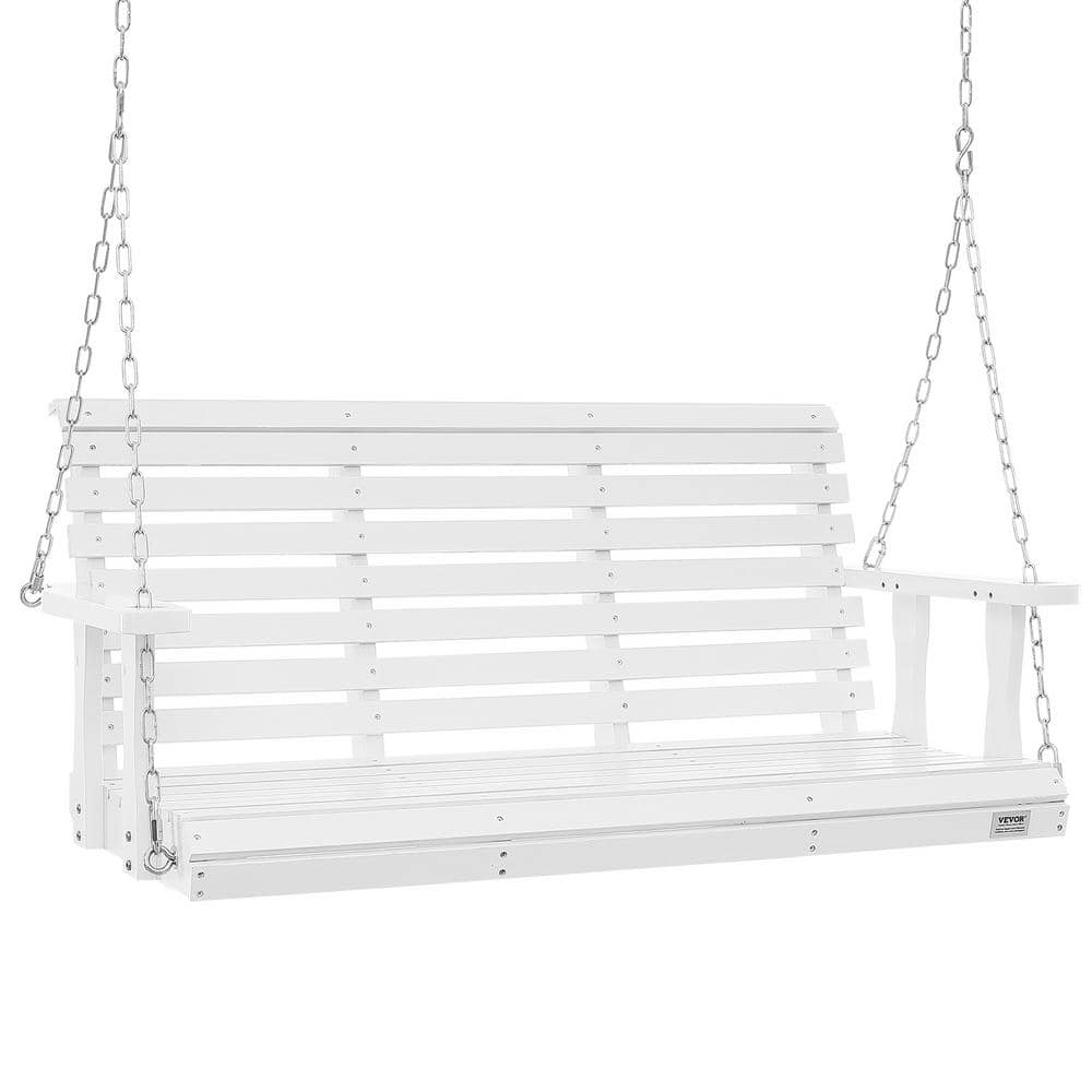 White Fir Wood Heavy Duty Porch Swing with Steel Chains