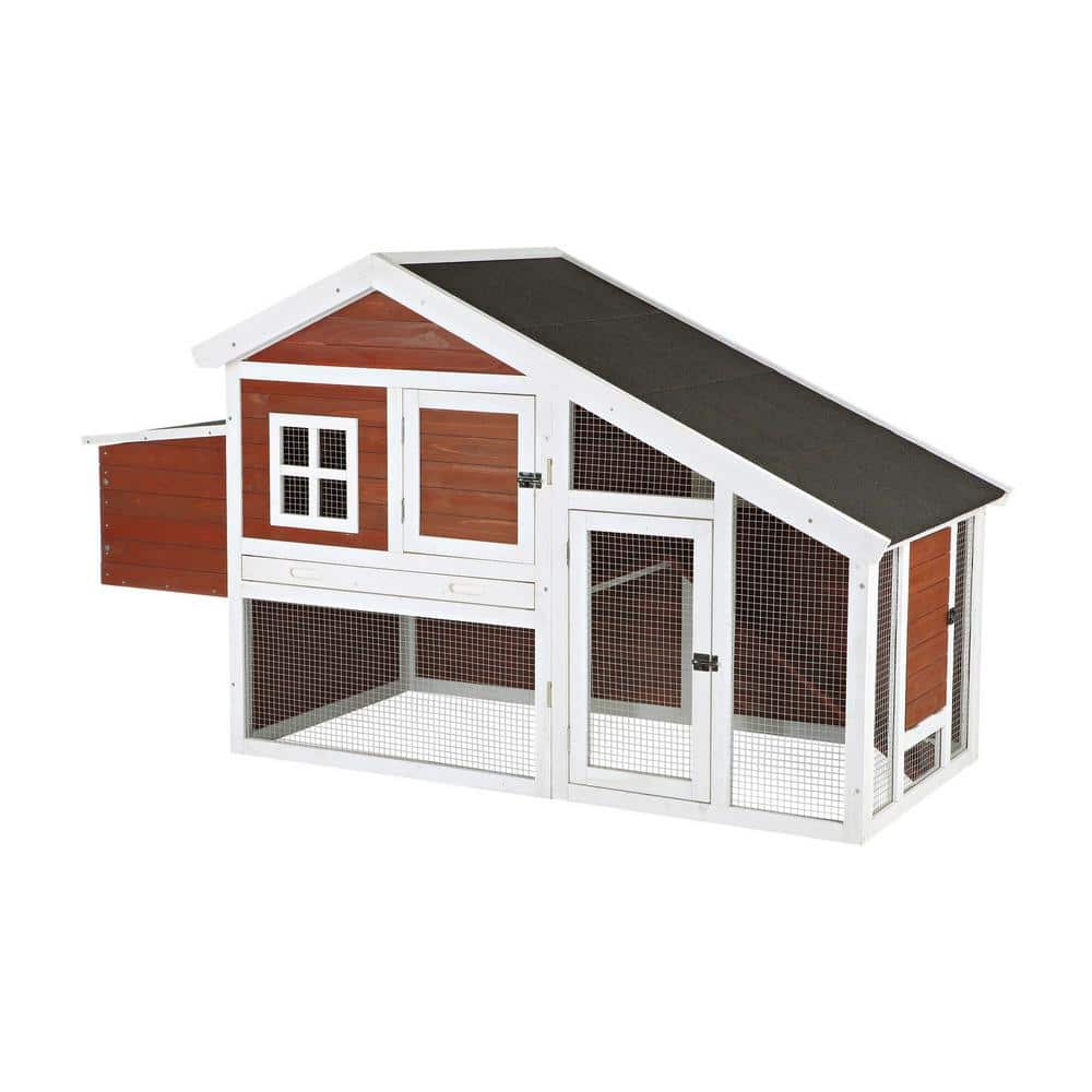 TRIXIE Weatherproof Wooded Backyard Chicken Coop, 2 Nesting Box Auburn Fits 2 Std Chicken