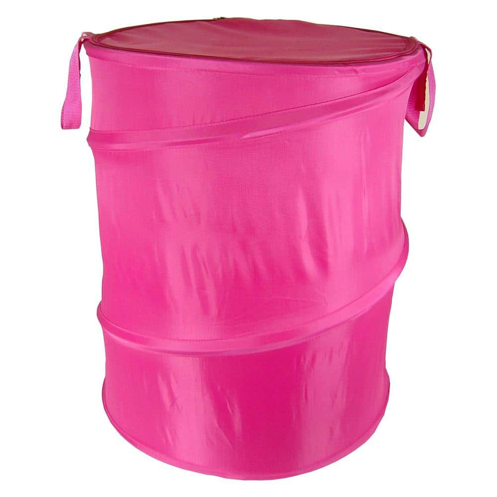 Redmon Pop-up Hamper Round, 18x22H, Nylon, Hot Pink, All Ages