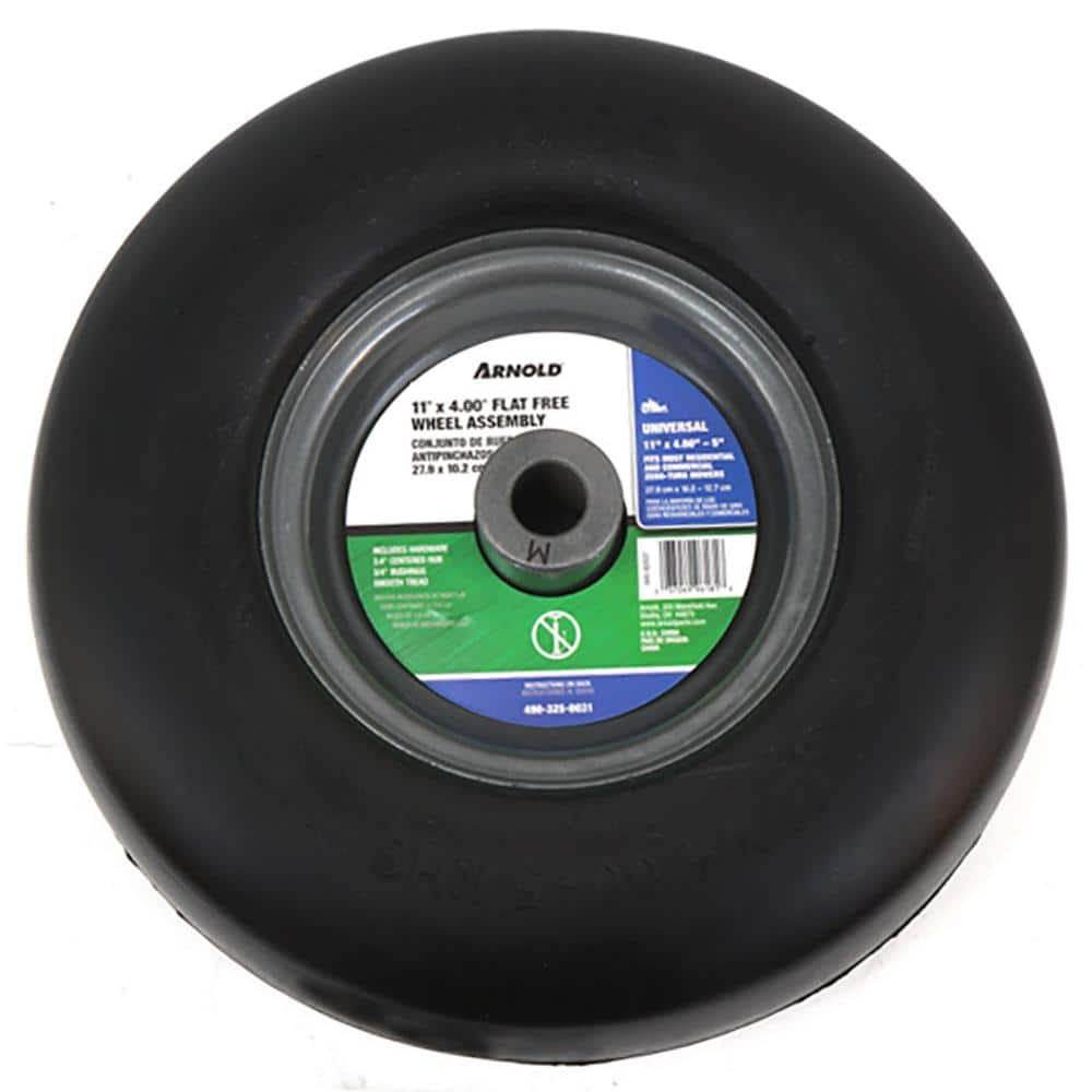 Arnold 11" x 4" Universal Replacement Flat-Free Tire for Zero-Turn Mowers, Black