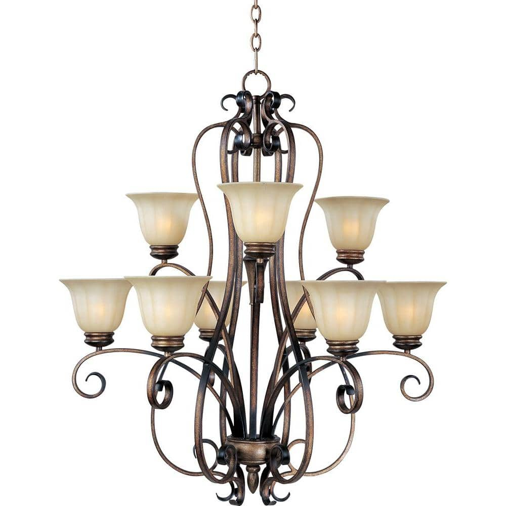 Platinum Dusk Wilshire Glass Shade 9-Light Chandelier