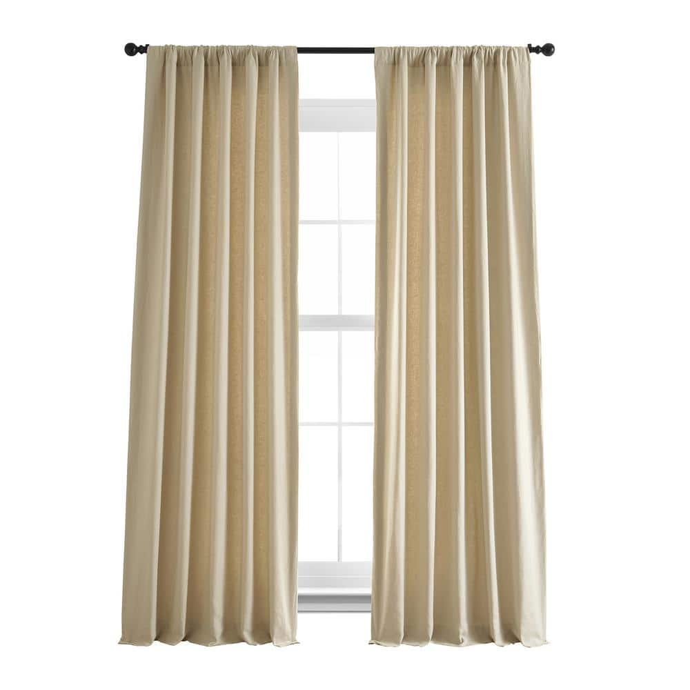 HPD HALF PRICE DRAPES French Linen Curtains 96 Inches Long Room Darkening Curtains for Bedroom & Living Room 50 X 96, (1 Panel), Walnut Beige, 50W x 96L