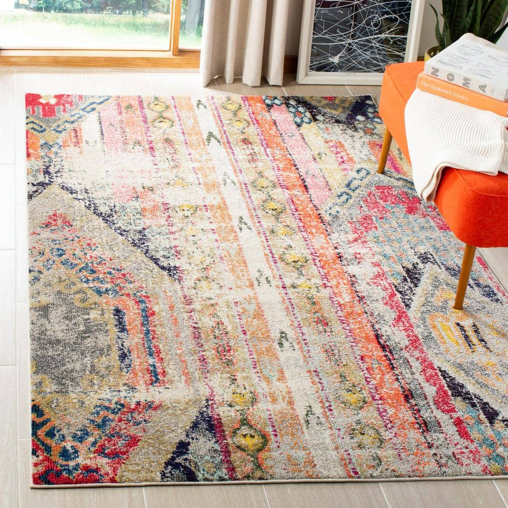 SAFAVIEH Monaco Risto Abstract Area Rug, Light Grey/Multi, 12' x 18'